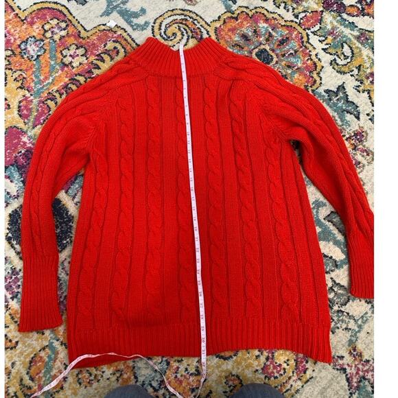 Vintage Sears Button Up Sweater Cardigan Orange Red Acrylic Pockets - Picture 2 of 7